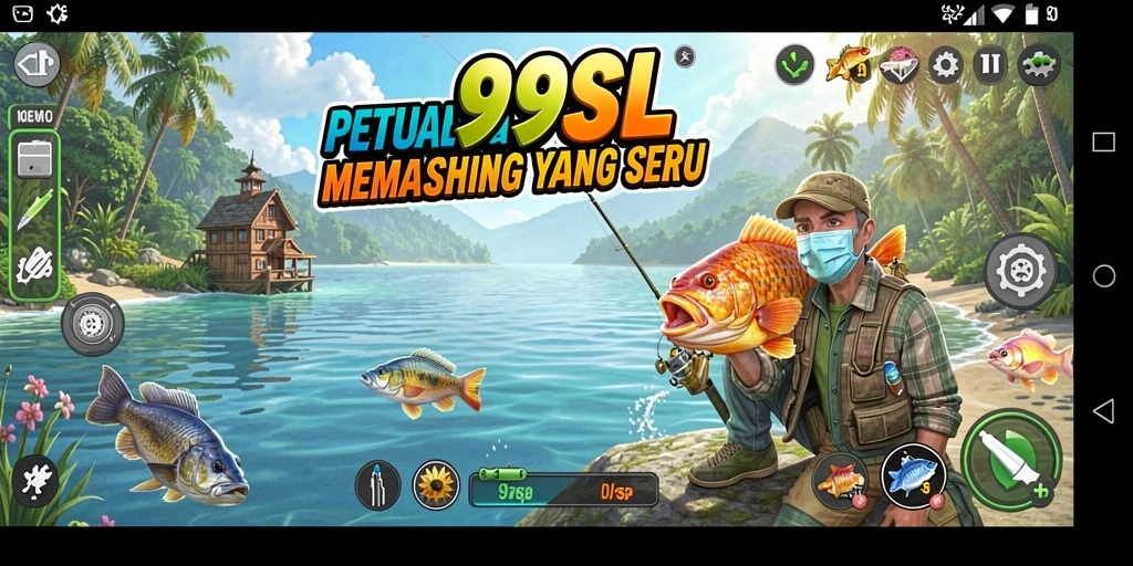 Screenshot gameplay 99SL yang menampilkan aksi memancing seru.