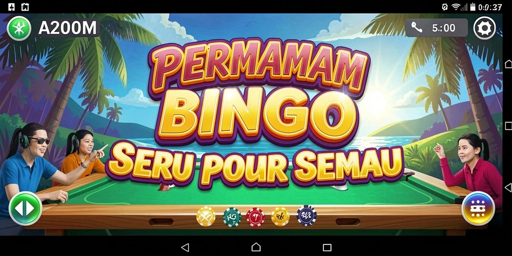 Tampilan gameplay Bingo dalam A200M yang penuh warna.