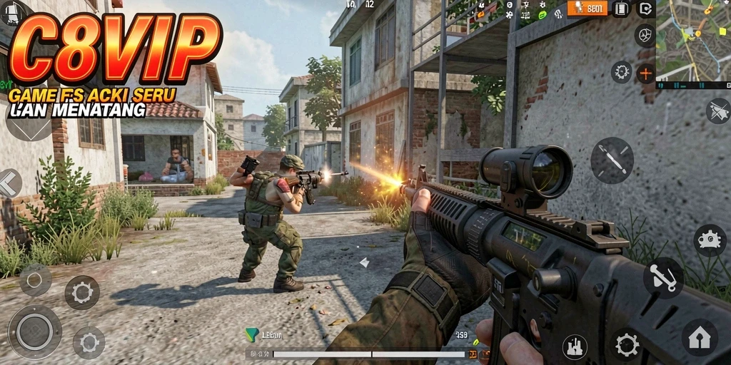Tangkapan layar menunjukkan aksi nyata dalam gameplay FPS C8VIP.