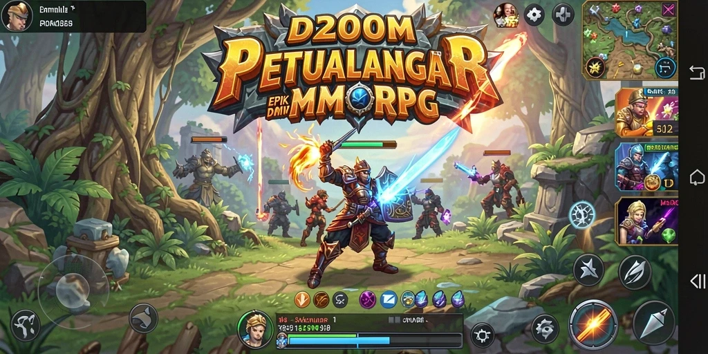 Screenshot gameplay D200M menampilkan aksi seru di dunia MMORPG.
