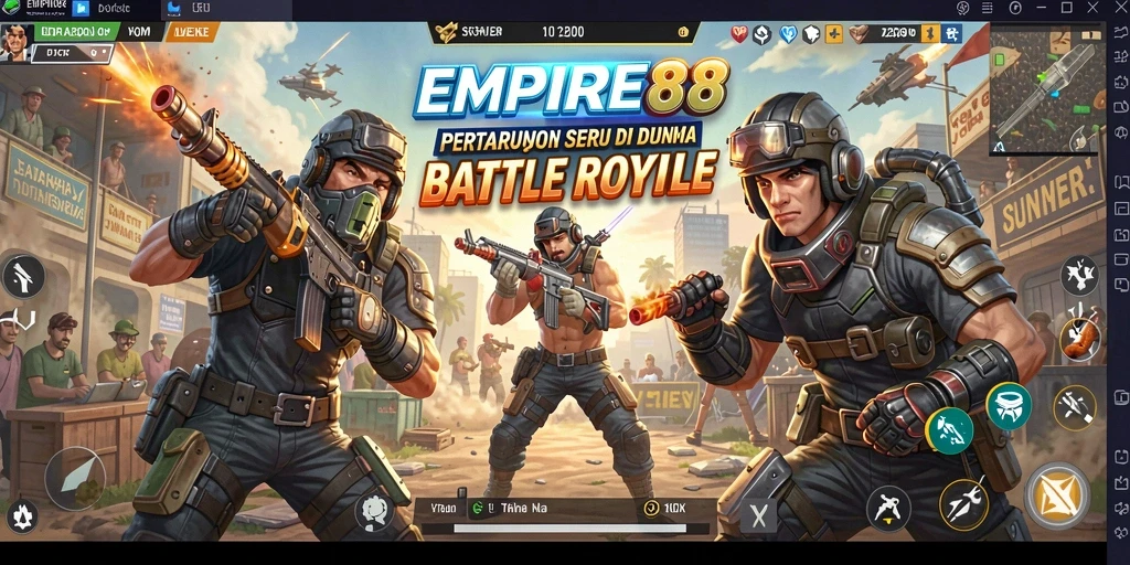Screenshot memperlihatkan aksi seru dalam gameplay Battle Royale EMPIRE88.