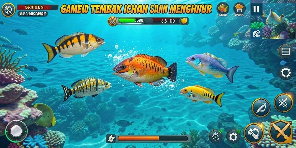 Screenshot F7F7 menampilkan gameplay menembak ikan yang seru.