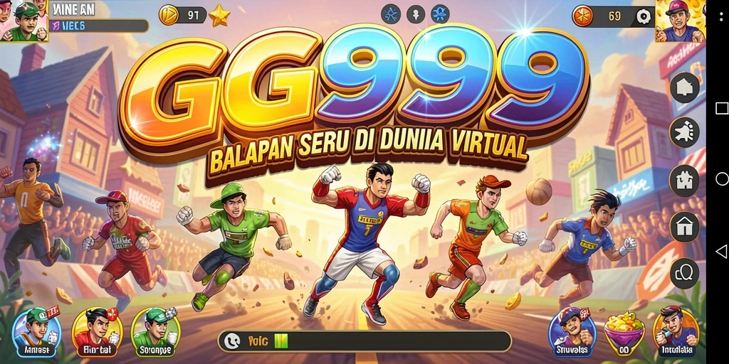 Screenshot gameplay GG999 menampilkan balapan seru yang menegangkan.