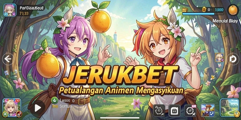 Tampilan menakjubkan dari gameplay JERUKBET dengan karakter Anime yang dinamis.