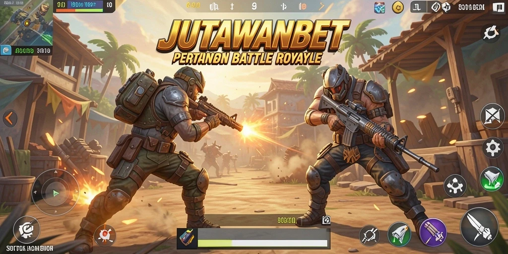 Tampilan menegangkan dari gameplay Battle Royale JUTAWANBET.