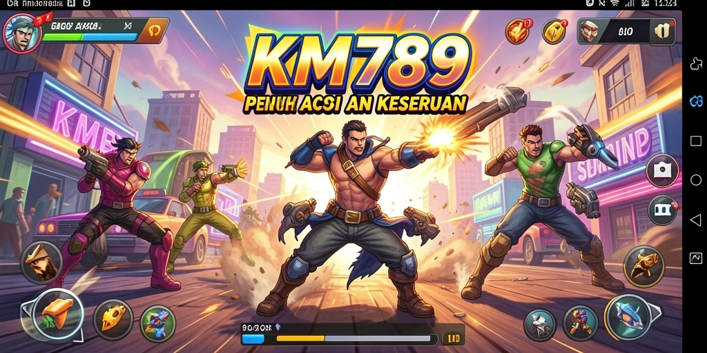 Screenshot gameplay KM789 yang menunjukkan aksi penuh tantangan dalam game arcade.