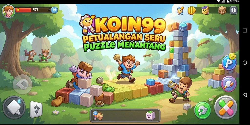 Screenshot gameplay KOIN99 menunjukkan serunya menyelesaikan teka-teki.