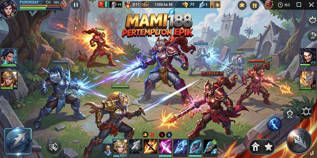Tampilan permainan MOBA mendebarkan dalam MAMI188 dengan aksi seru.