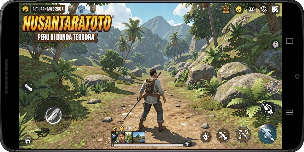 Screenshot gameplay NUSANTARATOTO yang menunjukkan aksi petualangan di dunia terbuka.