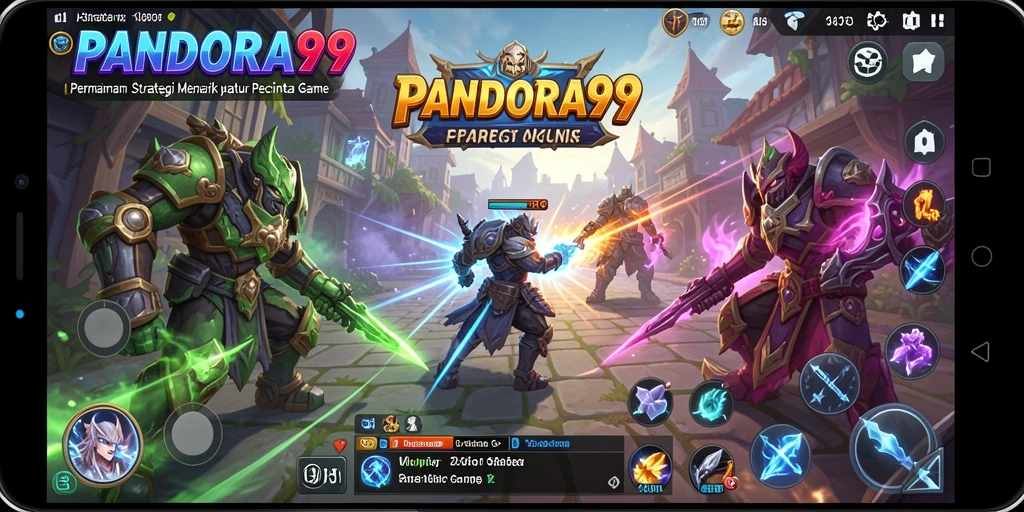 Screenshot utama menampilkan gameplay strategi yang intens dan menegangkan.
