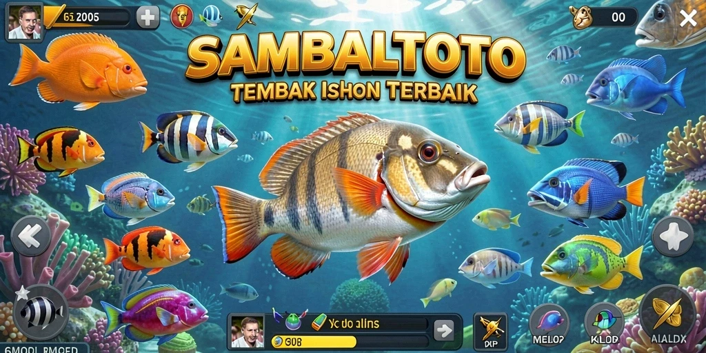 Screenshot tampilan gameplay seru dari SAMBALTOTO yang menembak ikan.
