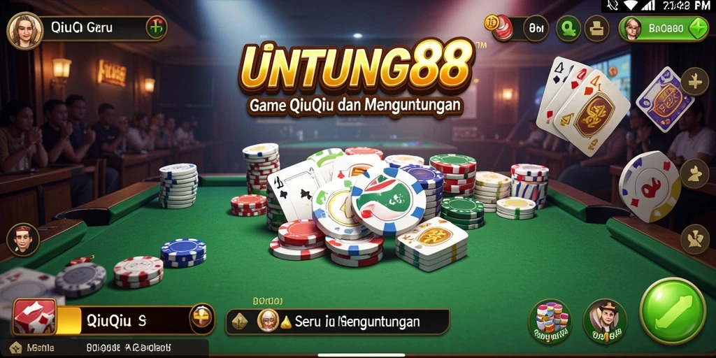Screenshot gameplay UNTUNG88 menampilkan aksi seru permainan QiuQiu.