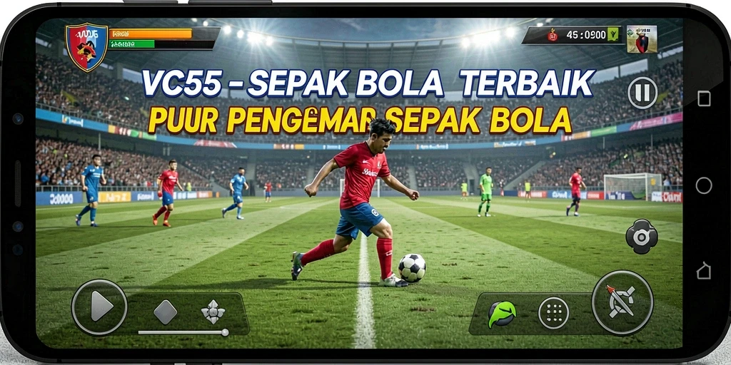 Tampilan aksi seru dalam gameplay football VC55.