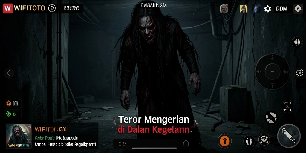 Tangkapan layar WIFITOTO menunjukkan suasana menakutkan saat menjelajahi tempat angker.